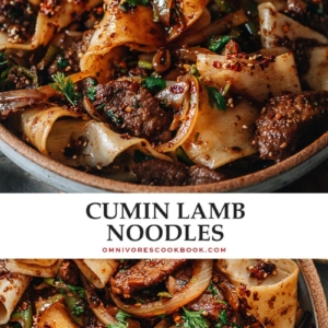 Restaurant-style cumin lamb noodles are made with homemade hand-pulled noodles and tender chunks of lamb that make for a bold taste in an addictive chili oil sauce.