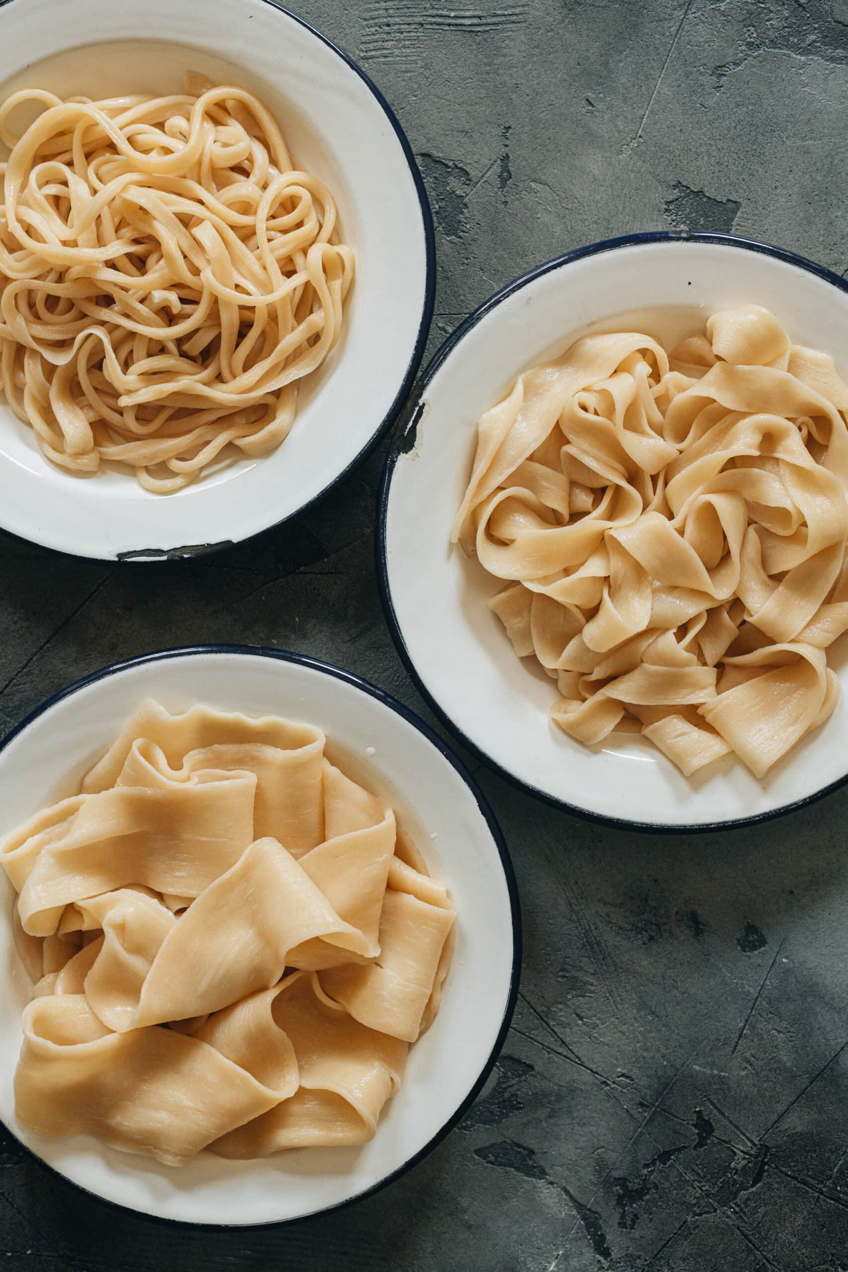 Three types of homemade hand pulled noodles