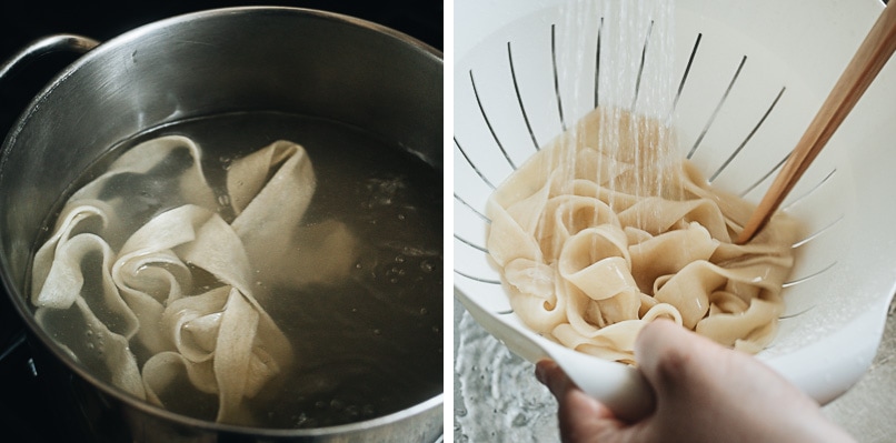 Boiling flat noodles