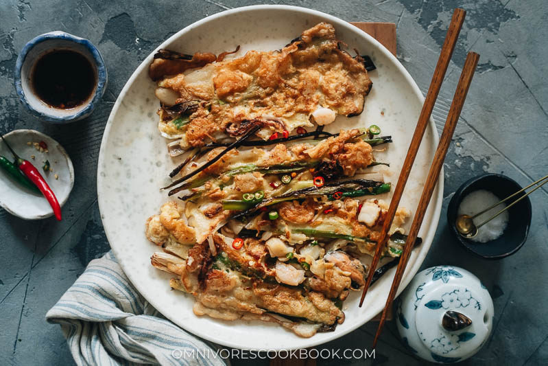 Korean Seafood and Green Onion Pancakes (Haemul Pajeon) - My Korean Kitchen