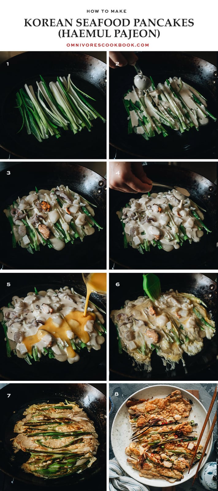 How to make Korean seafood pancake cooking step-by-step