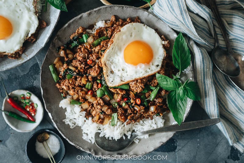 Chicken Krapow - Thai basil chicken recipe - ChompSlurrpBurp