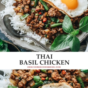 The fastest way to get great tasting Thai food is to make it in your own kitchen with this aromatic, flavorful and healthy Thai basil chicken recipe. {Gluten-Free Adaptable}
