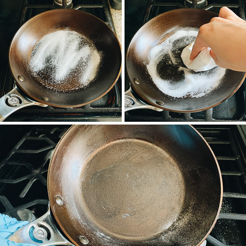 How to deep clean carbon steel pan