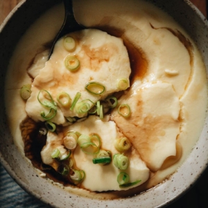 Chinese steamed eggs curd close up