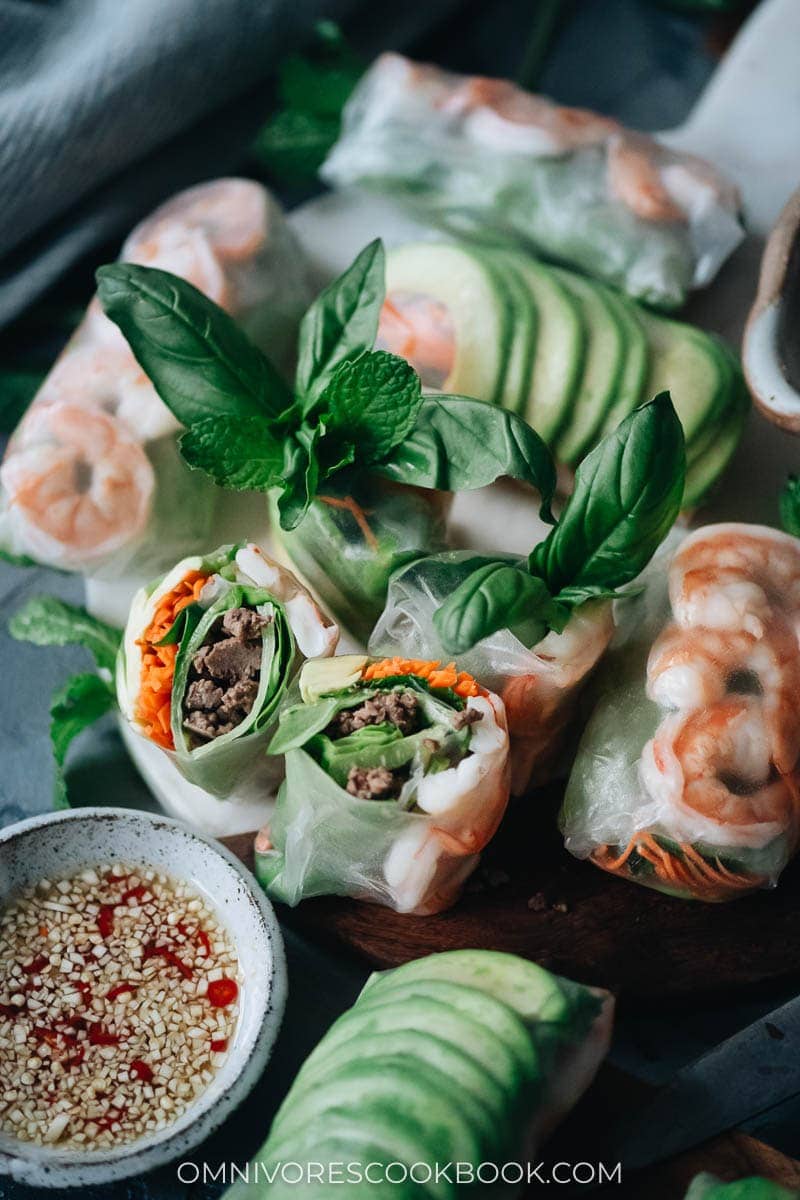 Chinese Mid-Autumn Festival Menu - Fresh Spring Rolls with Shrimp