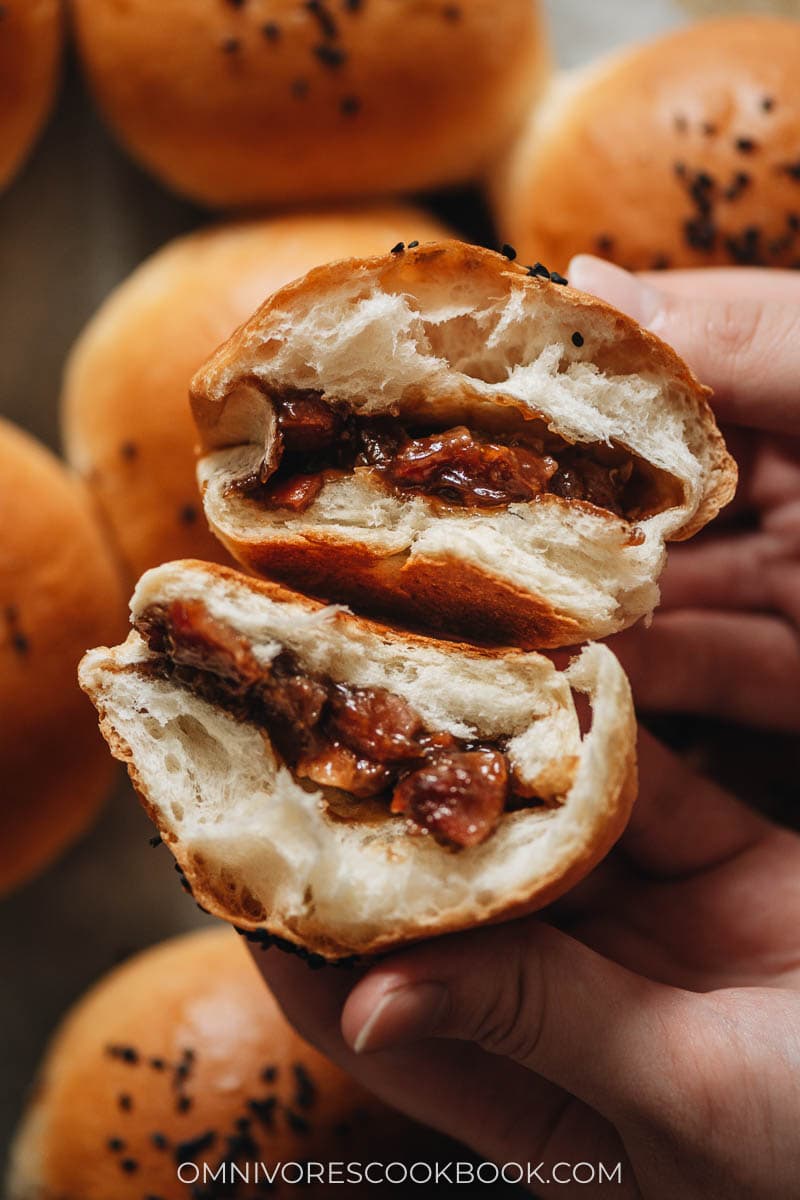 Baked BBQ pork buns with milk bread texture