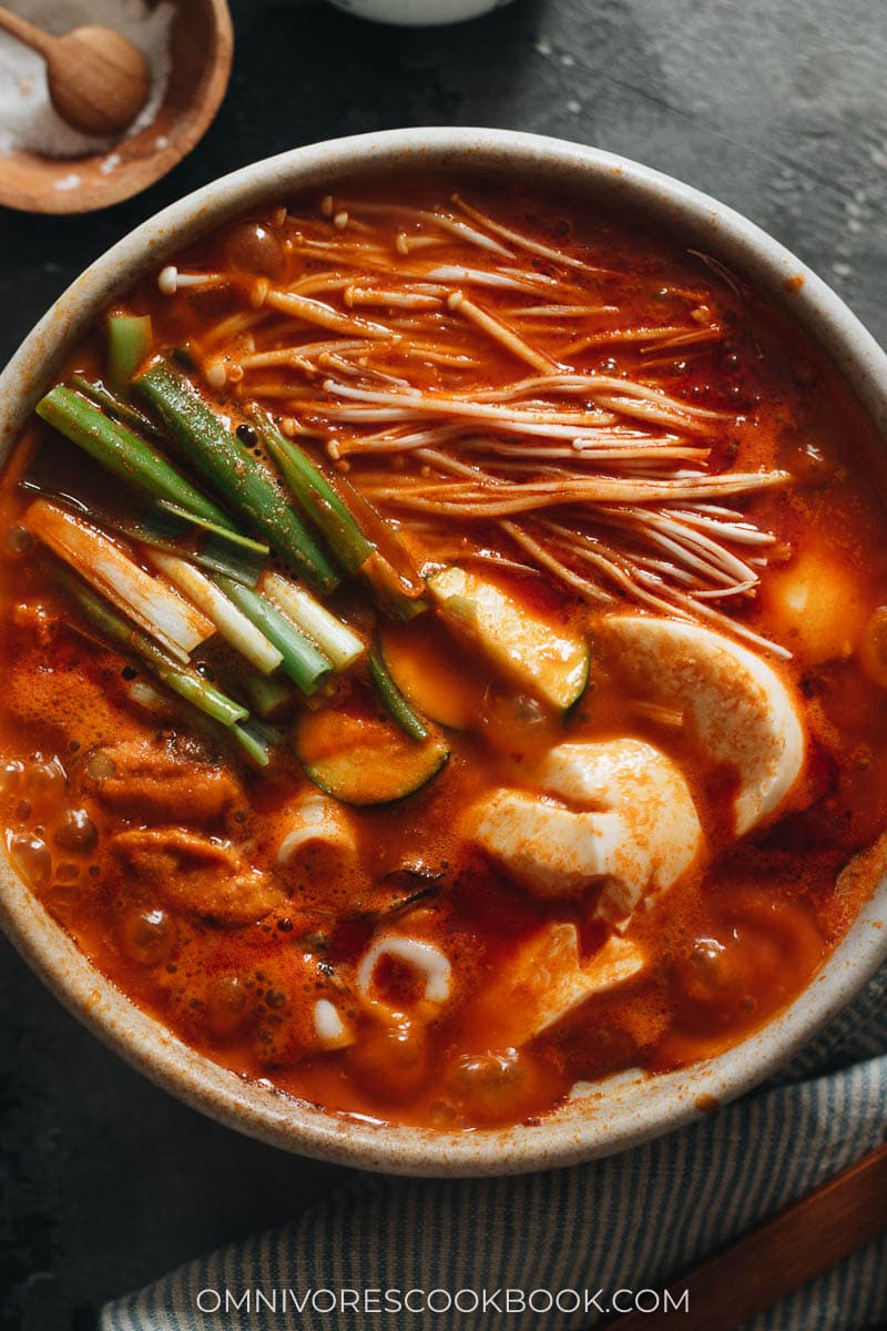 Korean soft tofu stew bubbling hot