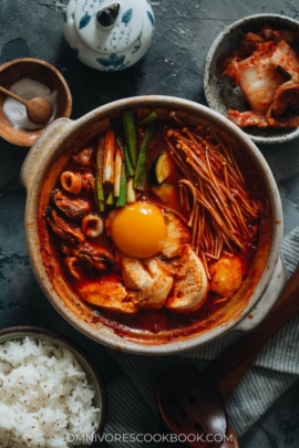 Korean soft tofu stew with seafood