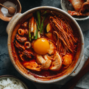 Korean soft tofu stew with seafood
