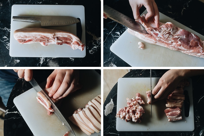 How to cut pork belly