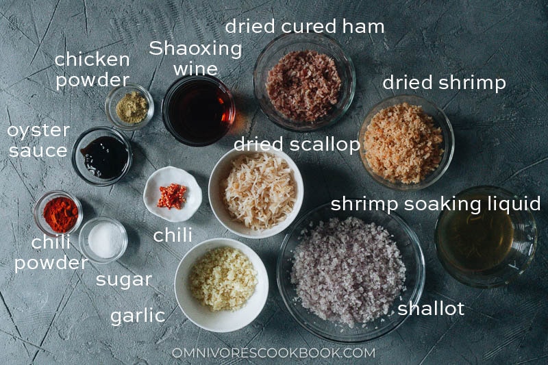 Ingredients for making XO sauce