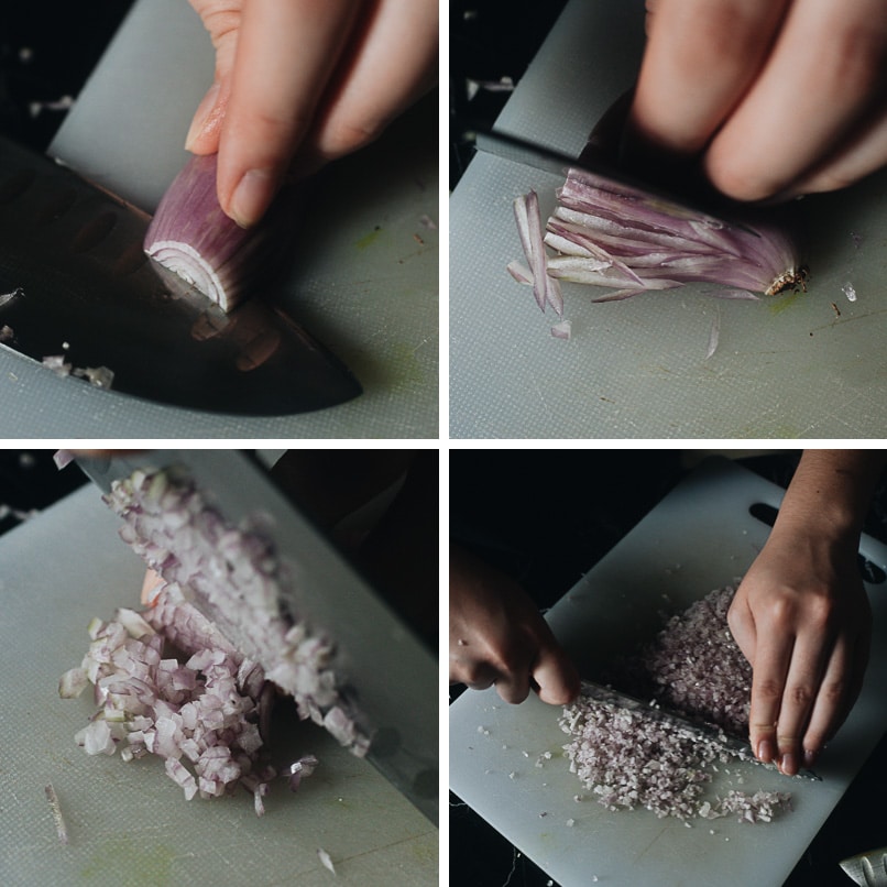 How to mince shallot step-by-step