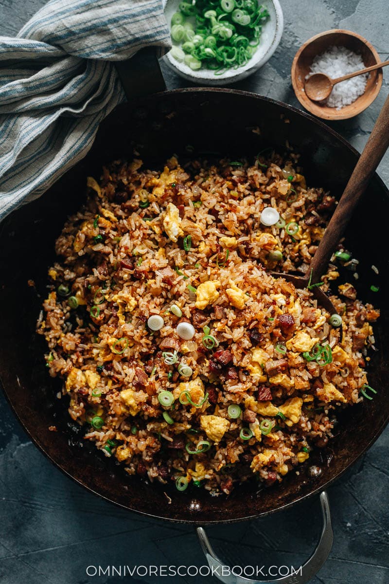 XO fried rice in a pan