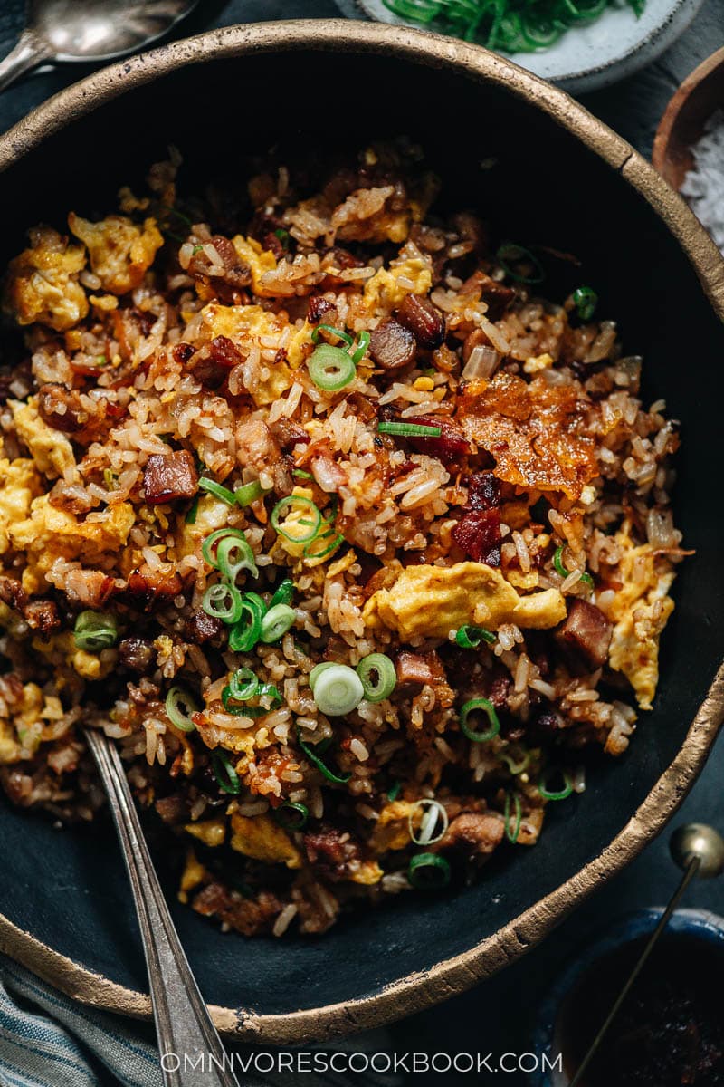 XO sauce fried rice with char siu pork and eggs