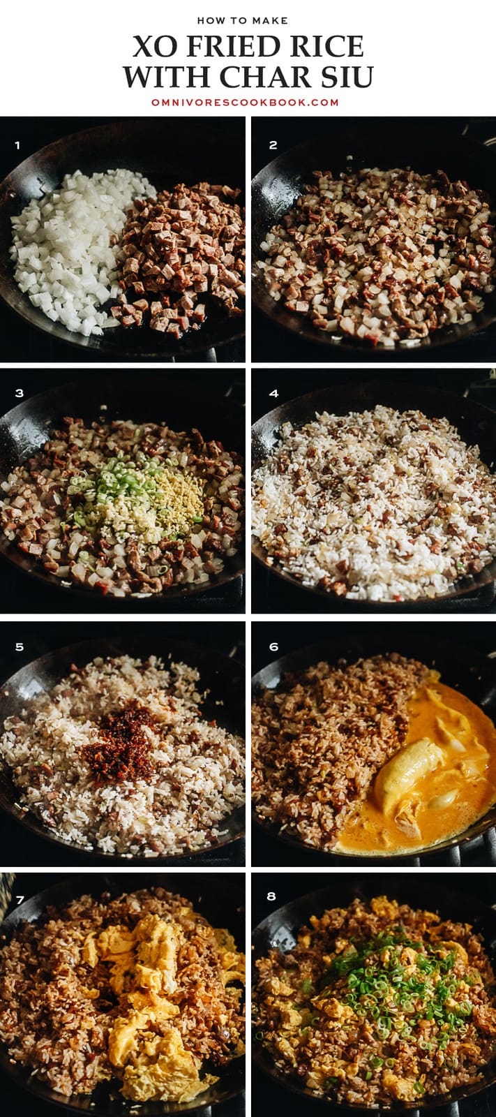 XO fried rice cooking step-by-step