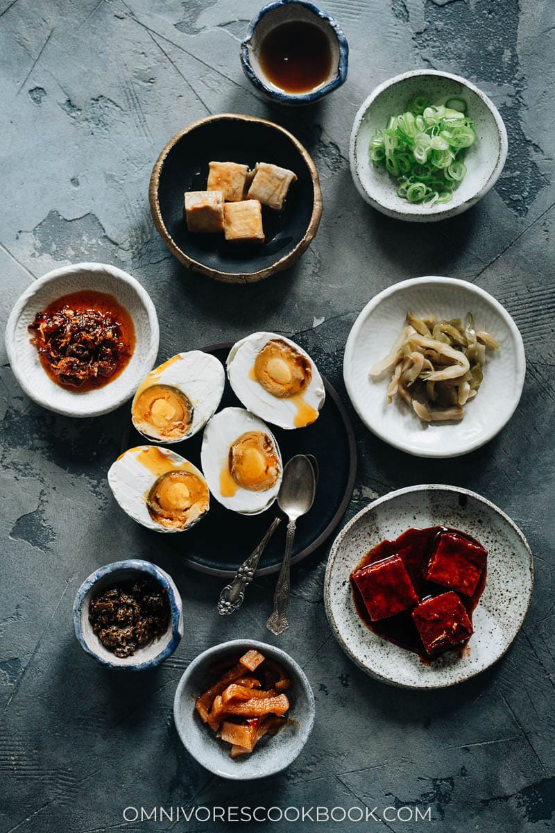 Topping options for Chinese plain congee