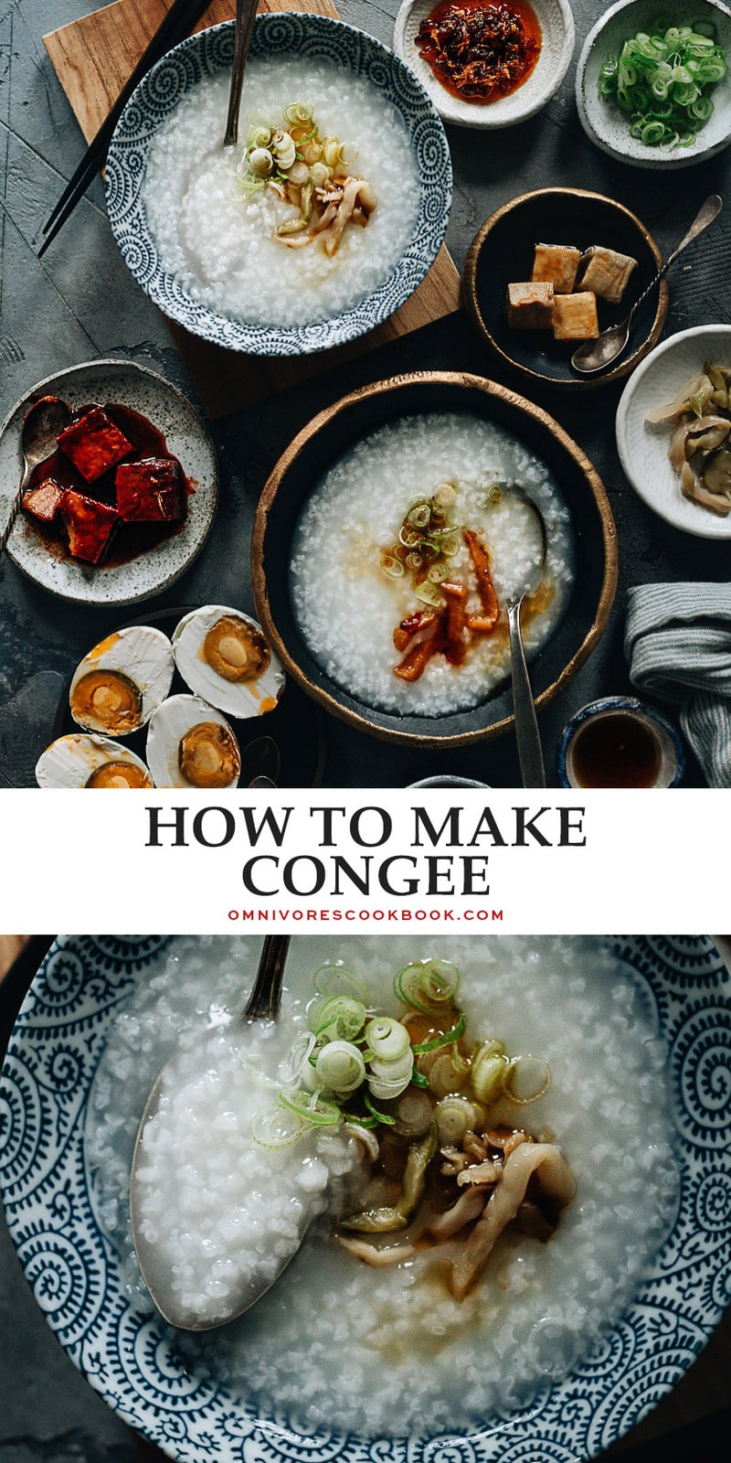 Not only is plain congee the ultimate comfort food, it's also an important staple on the Chinese dinner table - just as popular as steamed rice. Check out the recipe below to learn how to make congee on the stovetop or in an Instant Pot, with various toppings to spice it up! {Gluten-Free, Vegan}