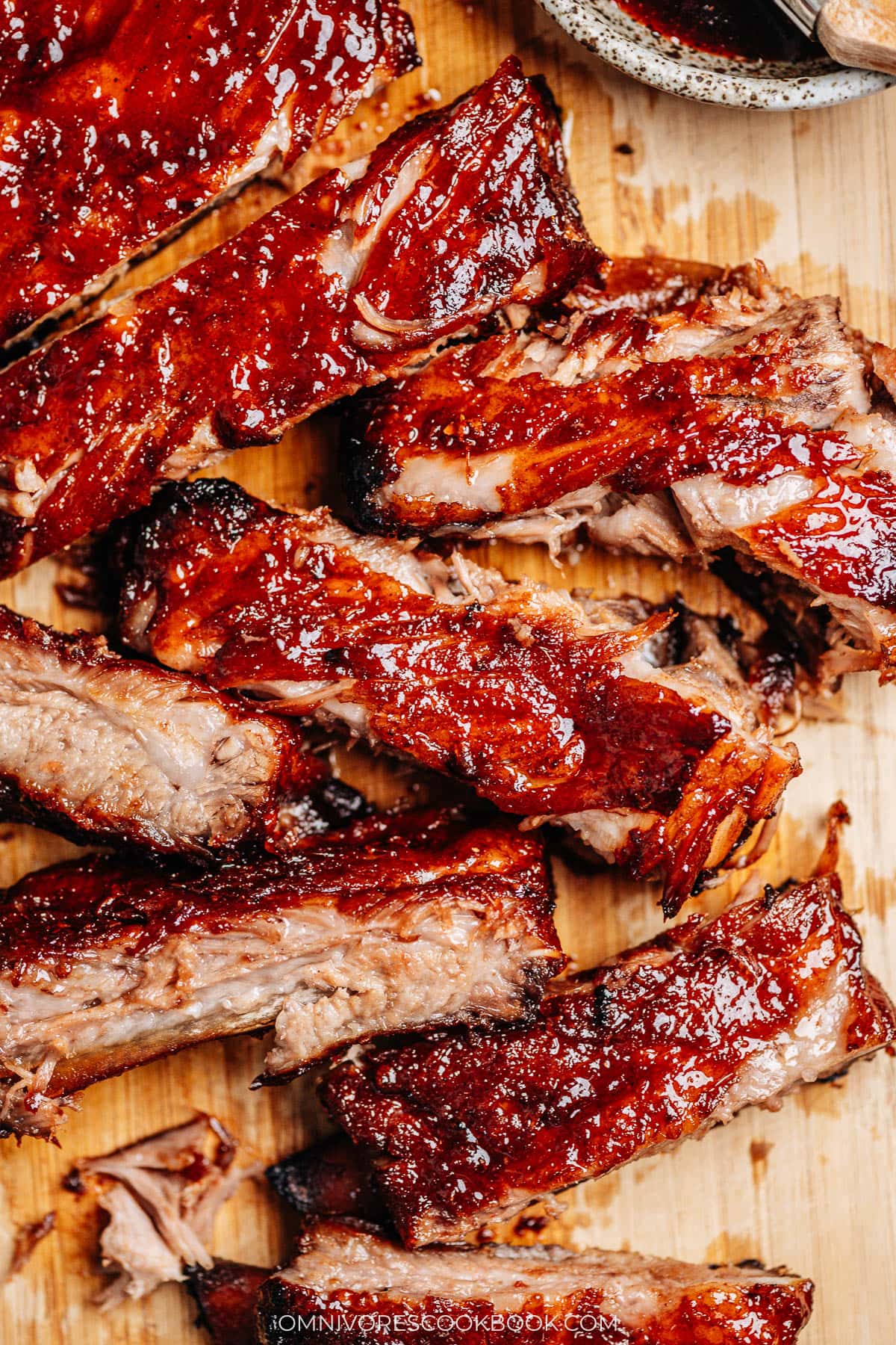 Glazy BBQ ribs close up