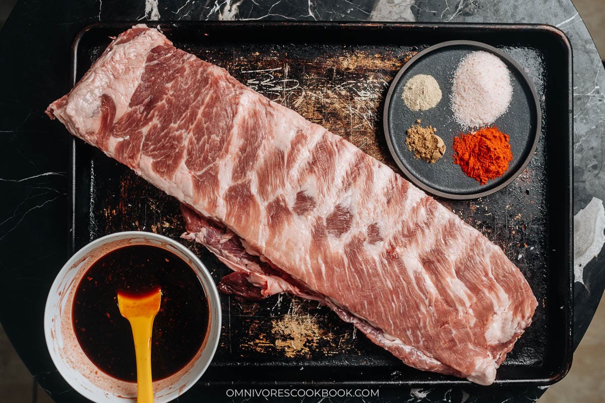 Ingredients for making Chinese BBQ ribs