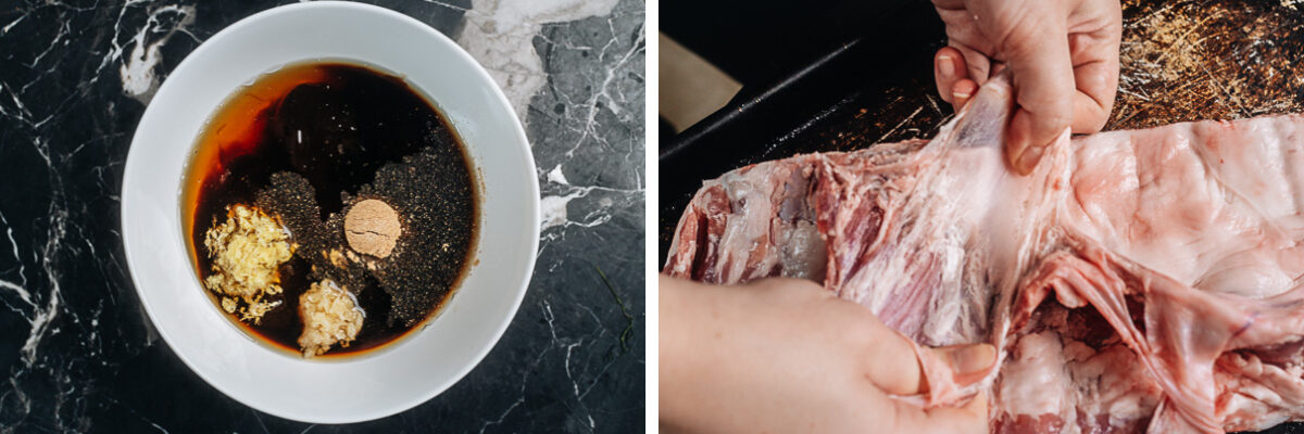 Mix the marinade and remove menbrane