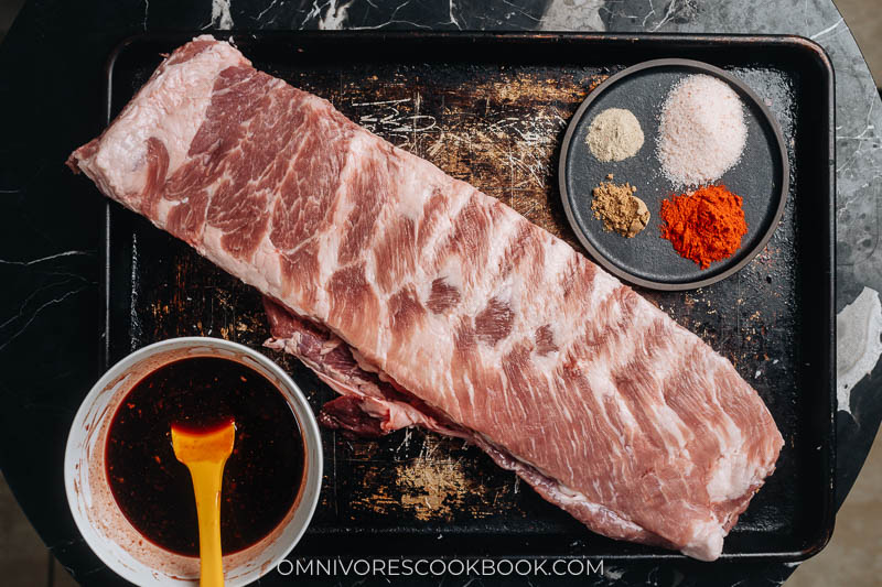 Ingredients for making Chinese BBQ ribs