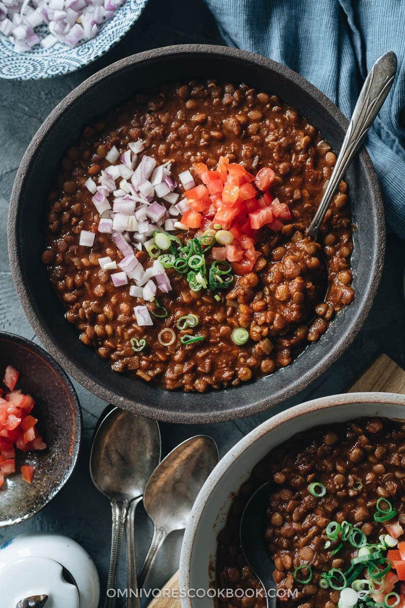 23 Receitas veganas chinesas para o seu próximo jantar de férias - Sopa Instantânea de Lentilha de Pote (Estilo Chinês)