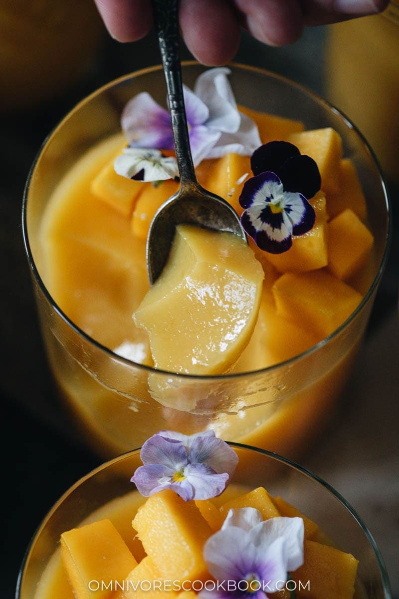 23 recettes chinoises végétaliennes pour votre prochain dîner de fête - Pudding végétalien à la mangue