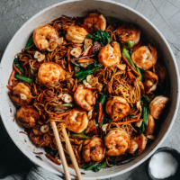 A quick and delicious fried noodle dish with big seafood flavors, you’ll have it ready faster than takeout could possibly arrive!