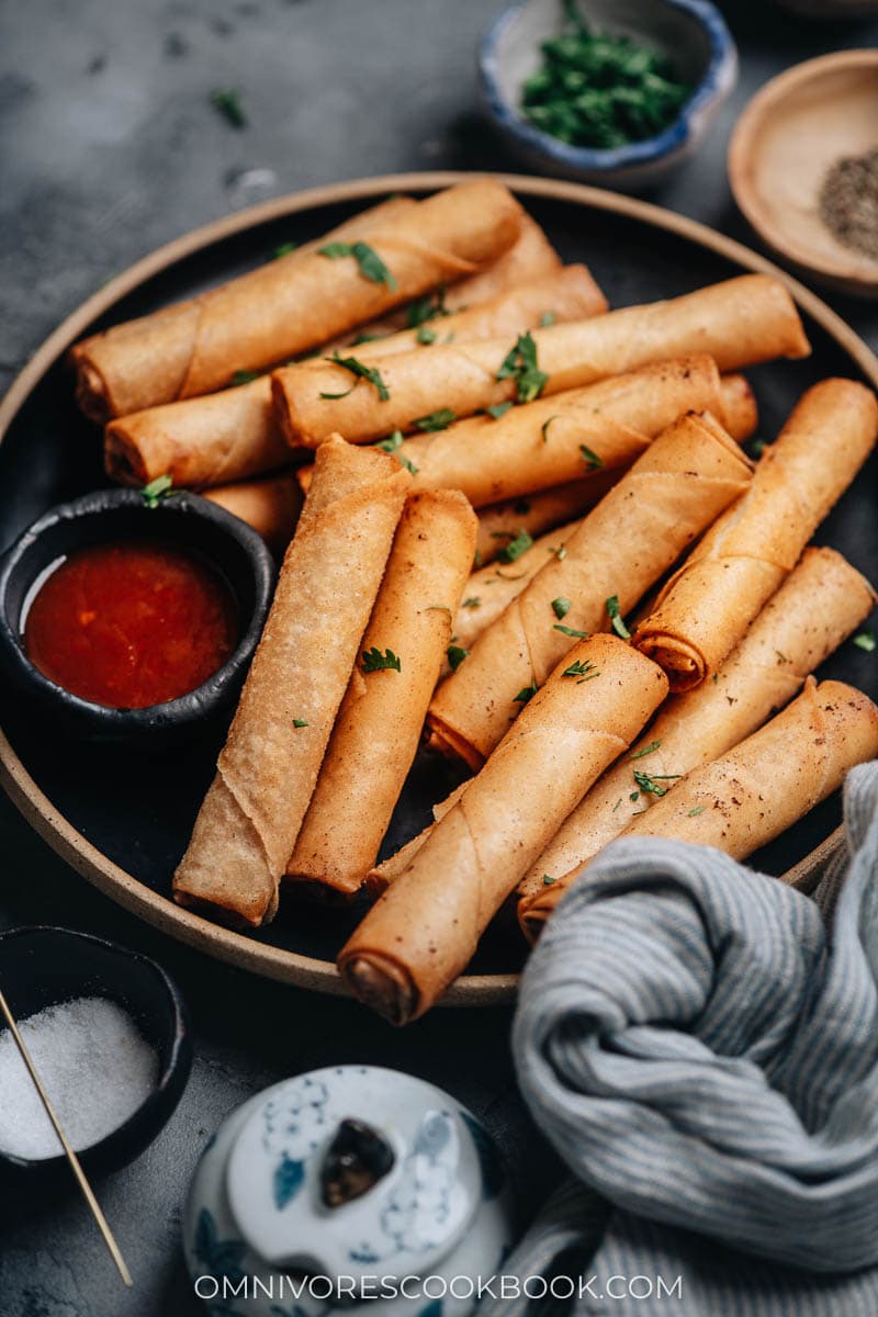 Homemade lumpia Shanghai with sauce