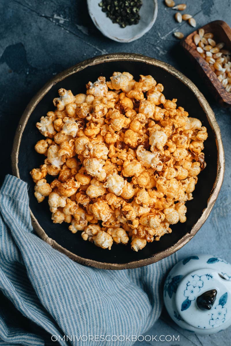 Spiced sweet popcorn in a bowl