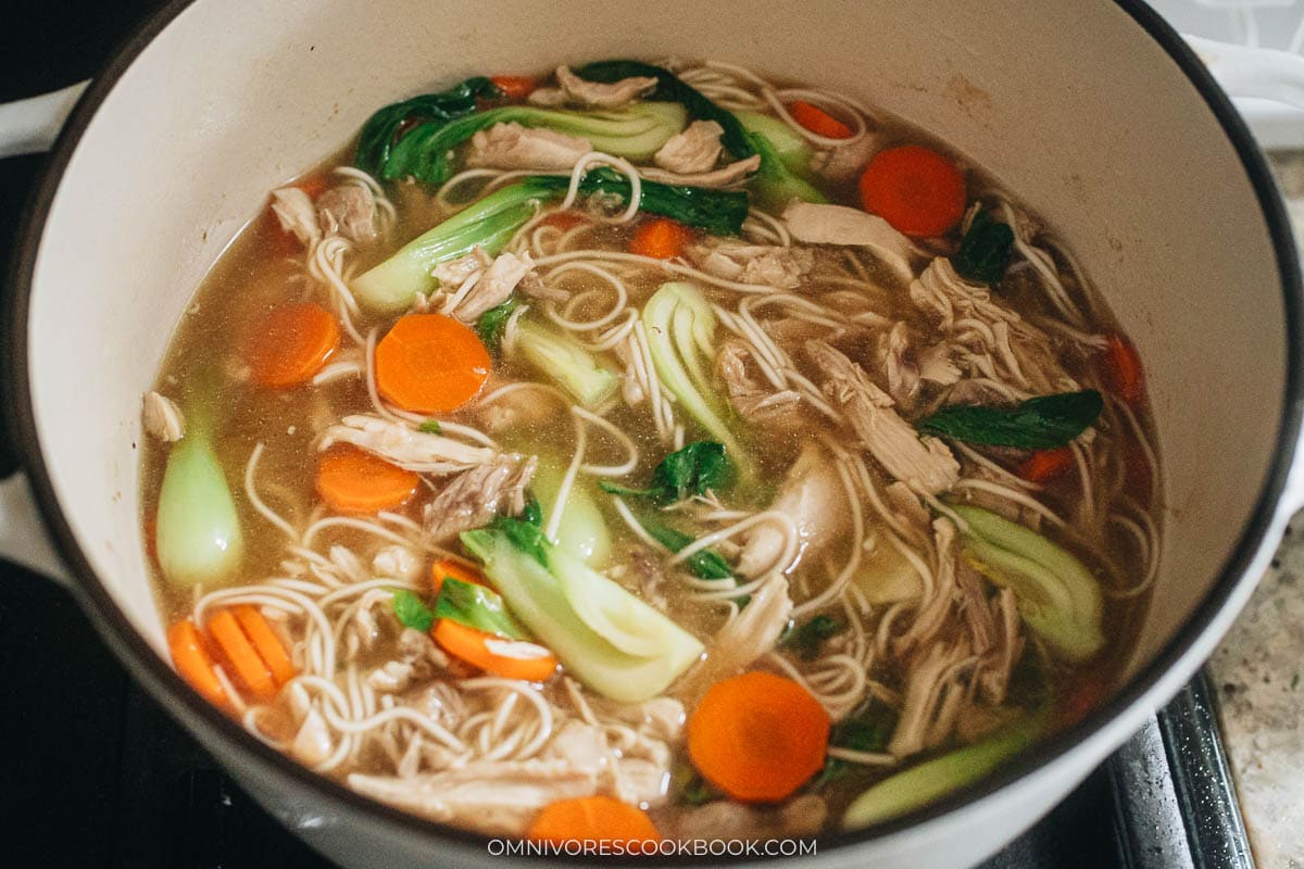 Finish up making the chicken noodle soup