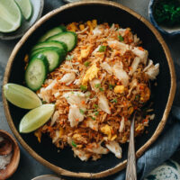 For something ultra-delicious in minutes, try this crab fried rice for a one-pan meal that is bursting with delicate seafood flavor! {Gluten-Free adaptable}