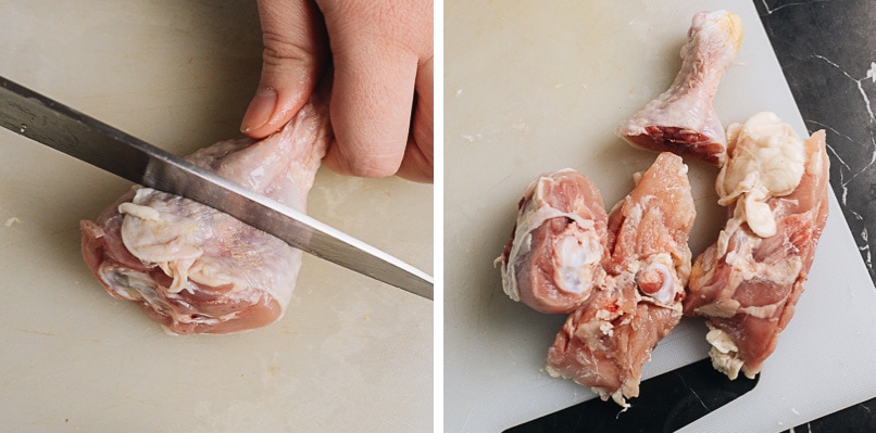 Chopping chicken legs