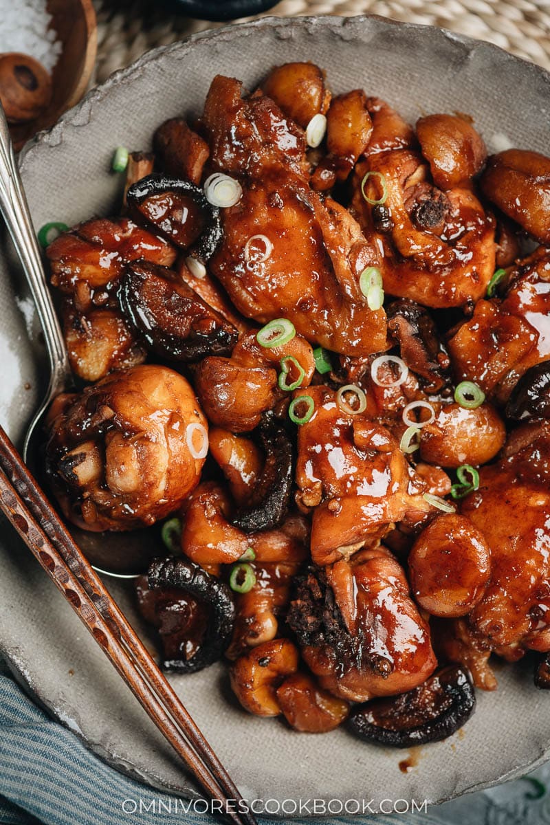 Braised chicken closeup