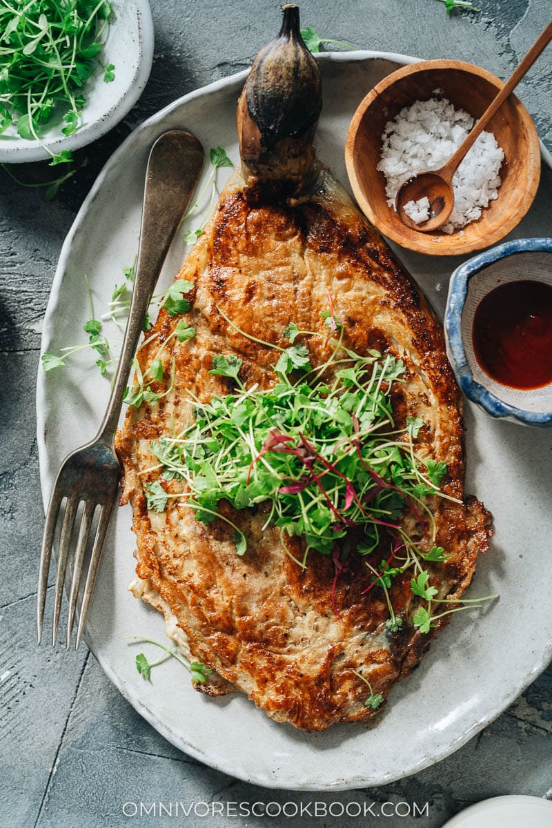 Browned eggplant omelet tortang talong