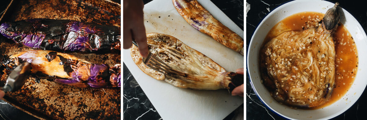 How to prepare the eggplant for the omlete