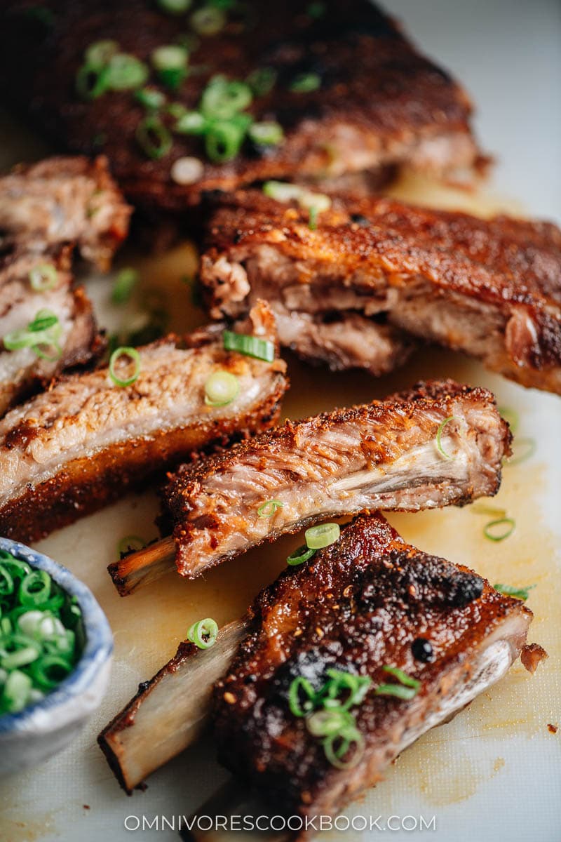 Close-up of oven baked Chinese ribs