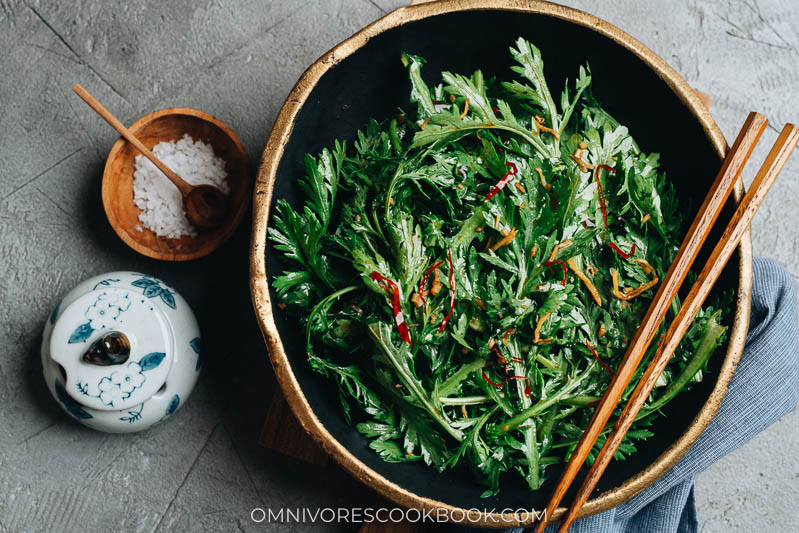 Chinese chrysanthemum greens salad