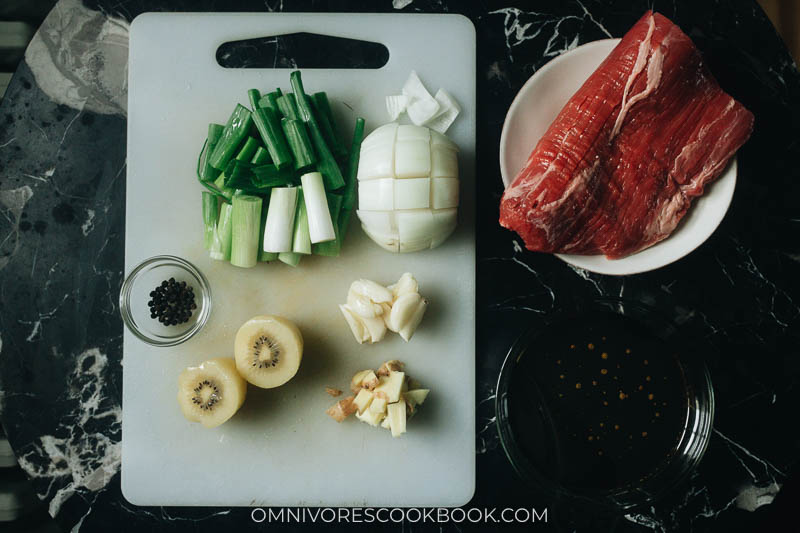 Mise-en-place for Korean galbi style steak