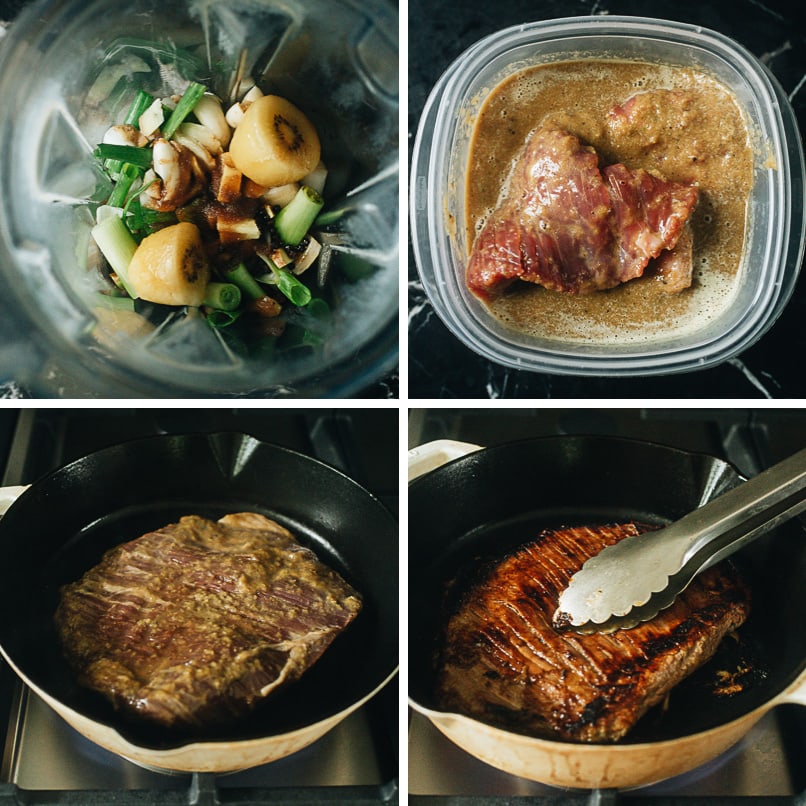 Cooking process for galbi marinated steak