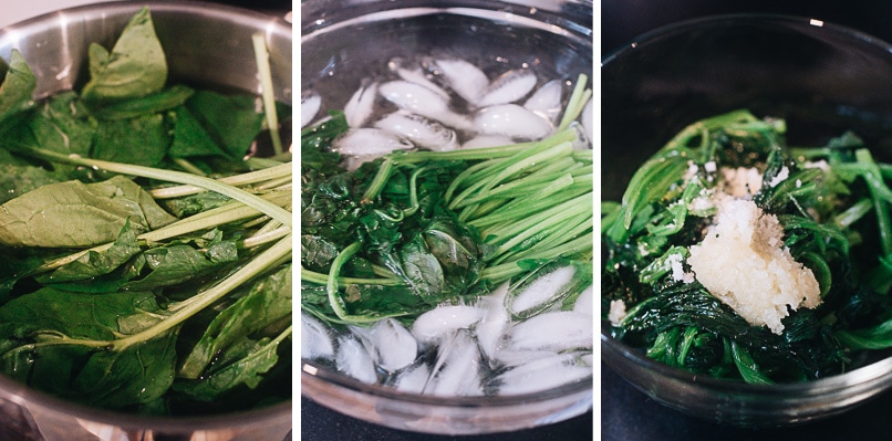 How to blanch spinach for kimbap