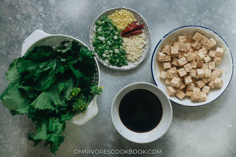 Ingredients for making General Tso Tofu