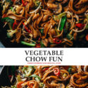 This vegan vegetable chow fun brings the fun to your meal with a bounty of vegetables in a rich and flavorful gingery sauce. {Gluten-Free Adaptable, Vegan}
