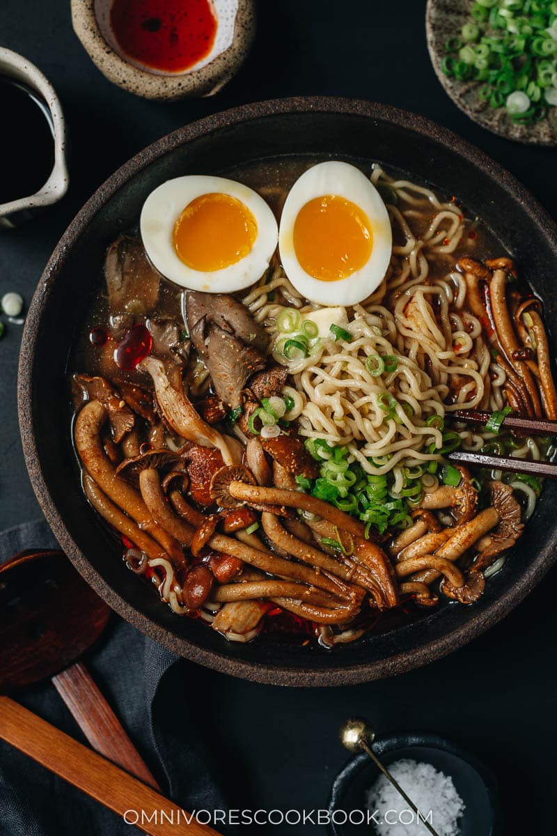 Vegetarian mushroom noodle soup