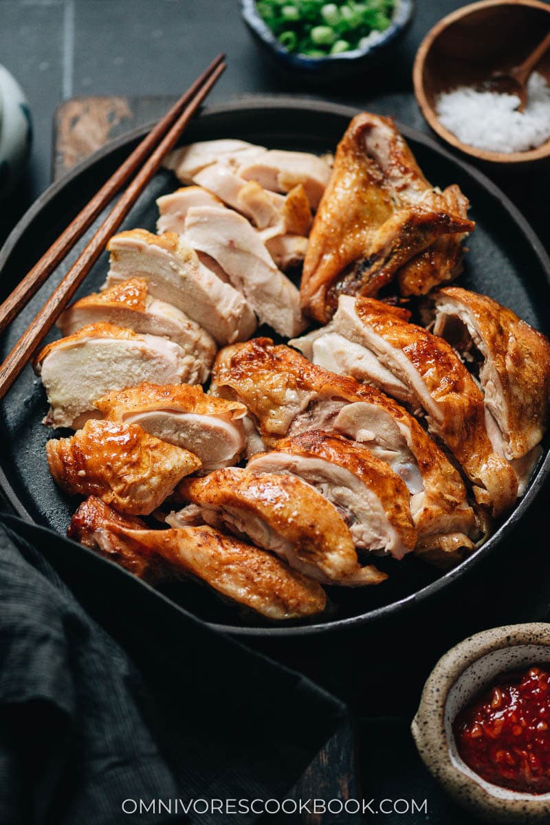 Chinese roast chicken plated