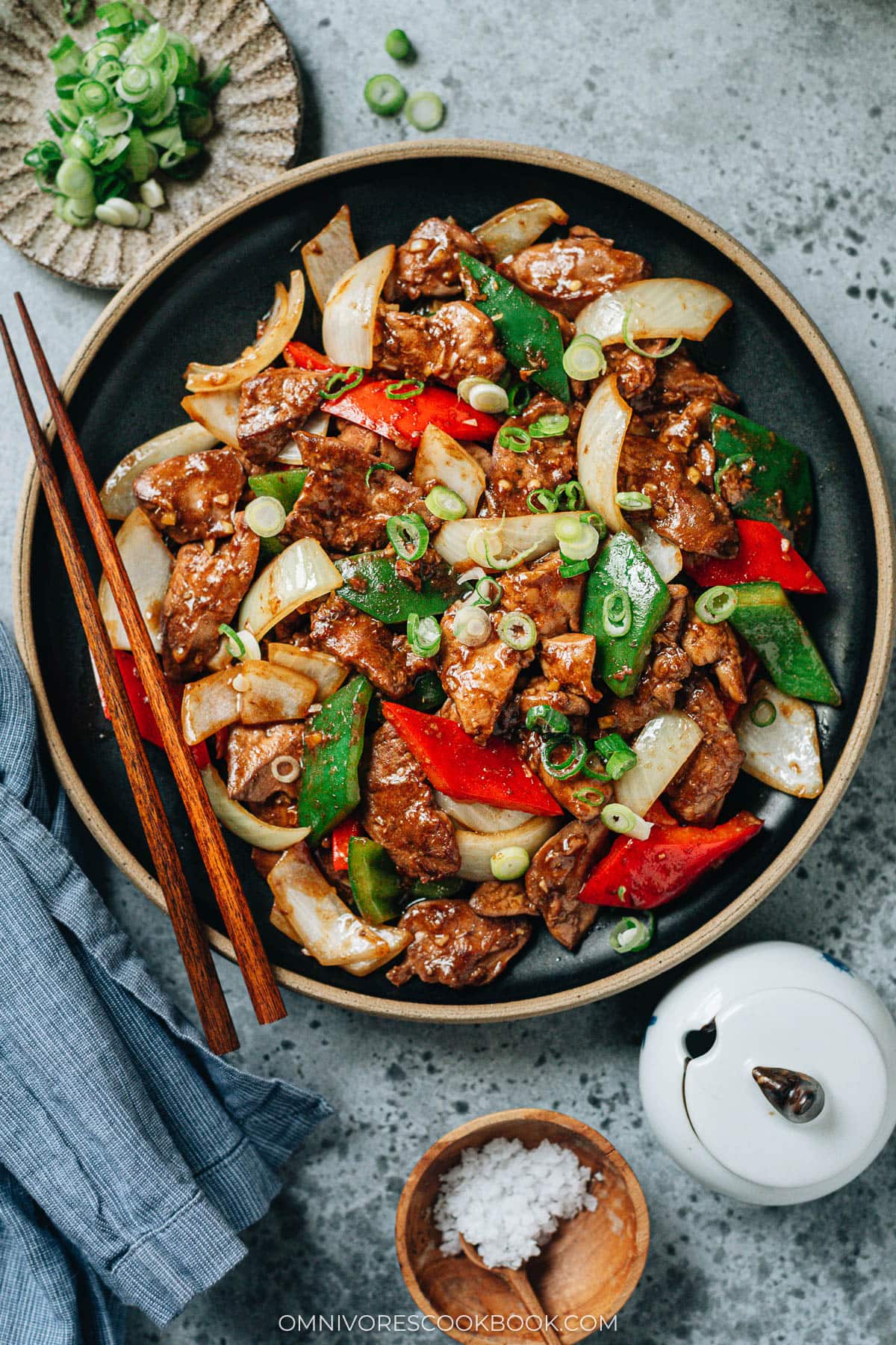 Chinese chicken liver stir fry