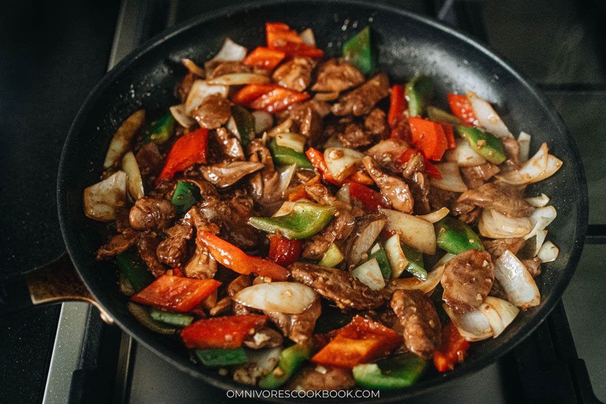 Finishing up cooking the dish