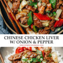 Introducing a recipe for Chinese chicken liver with onion and pepper that yields extra tender liver, crunchy peppers, and a super flavorful sauce. It is a cheap way to cook up an inexpensive, delicious, and nutritious dinner that is loaded with healthy protein and plenty of veggies. {Gluten-Free adaptable}