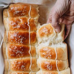 These Chinese coconut buns use an easy milk bread dough to create an extra light and fluffy texture and are filled with a rich buttery coconut filling that is just like the ones made by Chinese bakeries. They are a perfect weekend project to spice up your afternoon tea. These coconut buns are freezer-friendly, too, so you can make them ahead and serve them later. {Vegetarian}